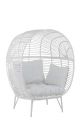 LOUNGECHAIR WHITE WITH COUSHION    - CHAIRS, STOOLS